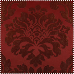 Astoria Red & Bronze Damask Faux Silk Jacquard Custom Curtain