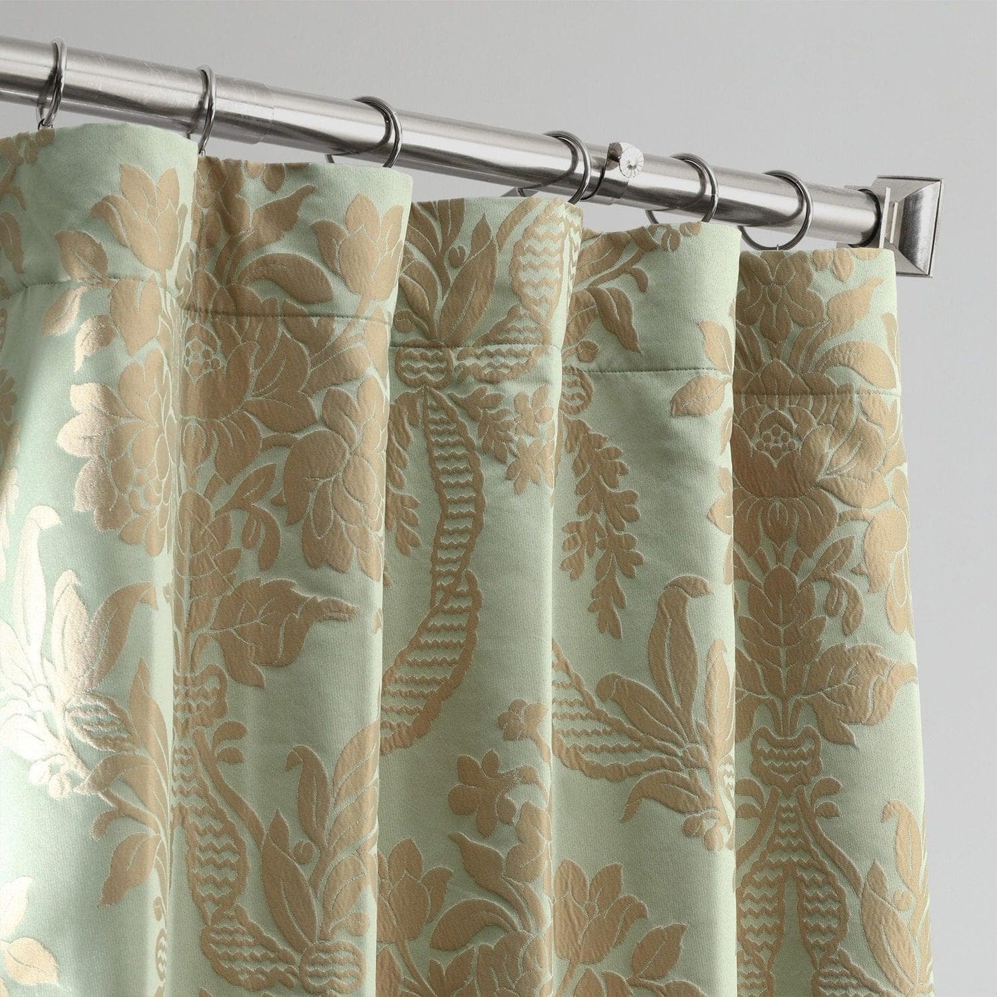 Magdelena Jade & Gold Faux Silk Jacquard Curtain