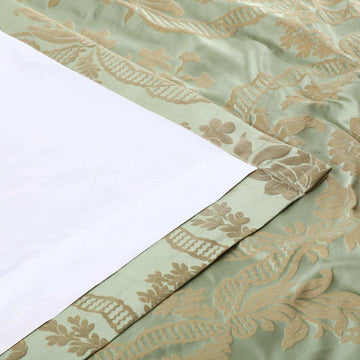 Magdelena Jade & Gold Faux Silk Jacquard Curtain