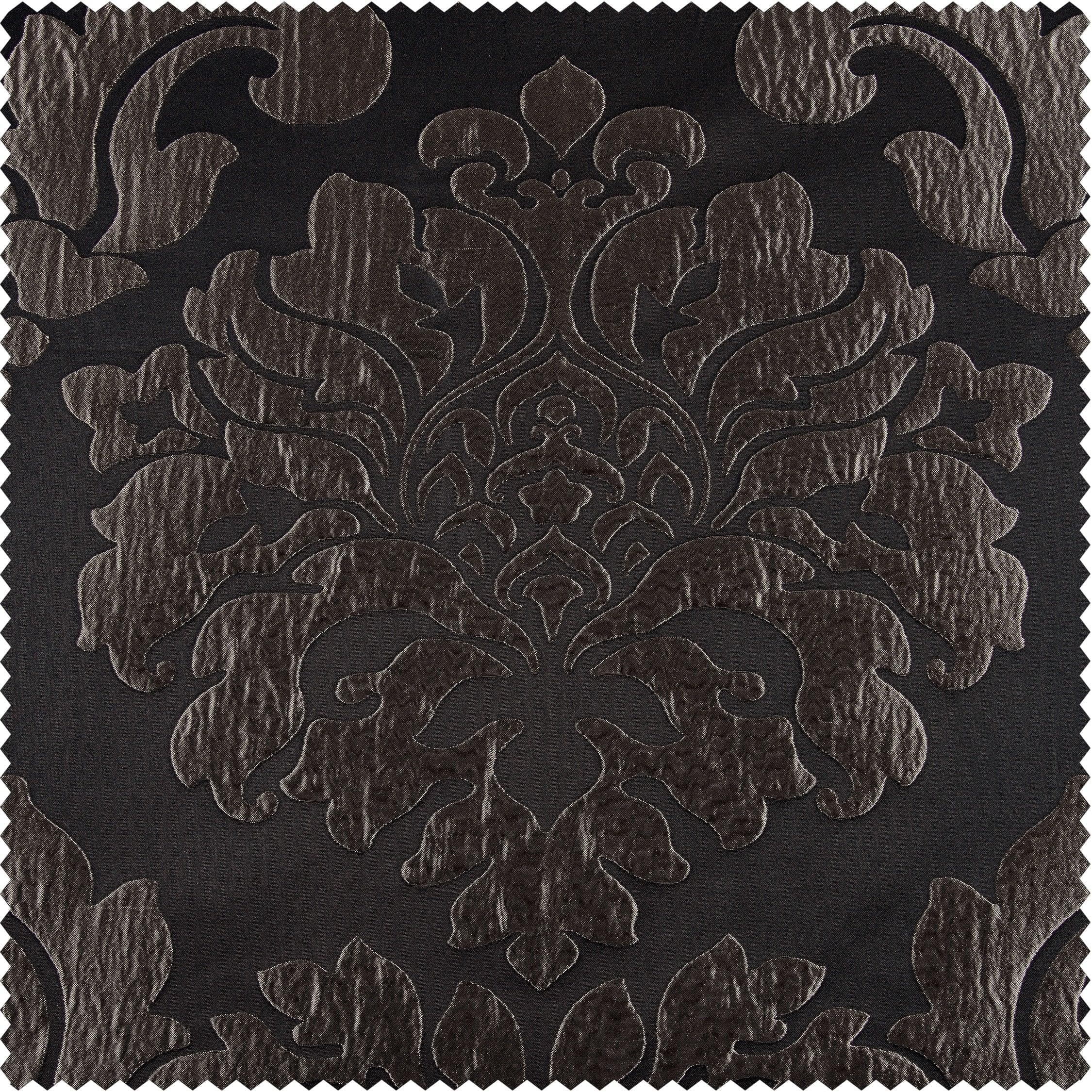Astoria Black & Pewter Faux Silk Jacquard Custom Curtain