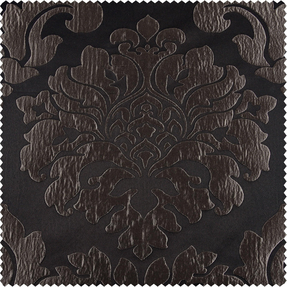Astoria Black & Pewter Faux Silk Jacquard Swatch - HalfPriceDrapes.com