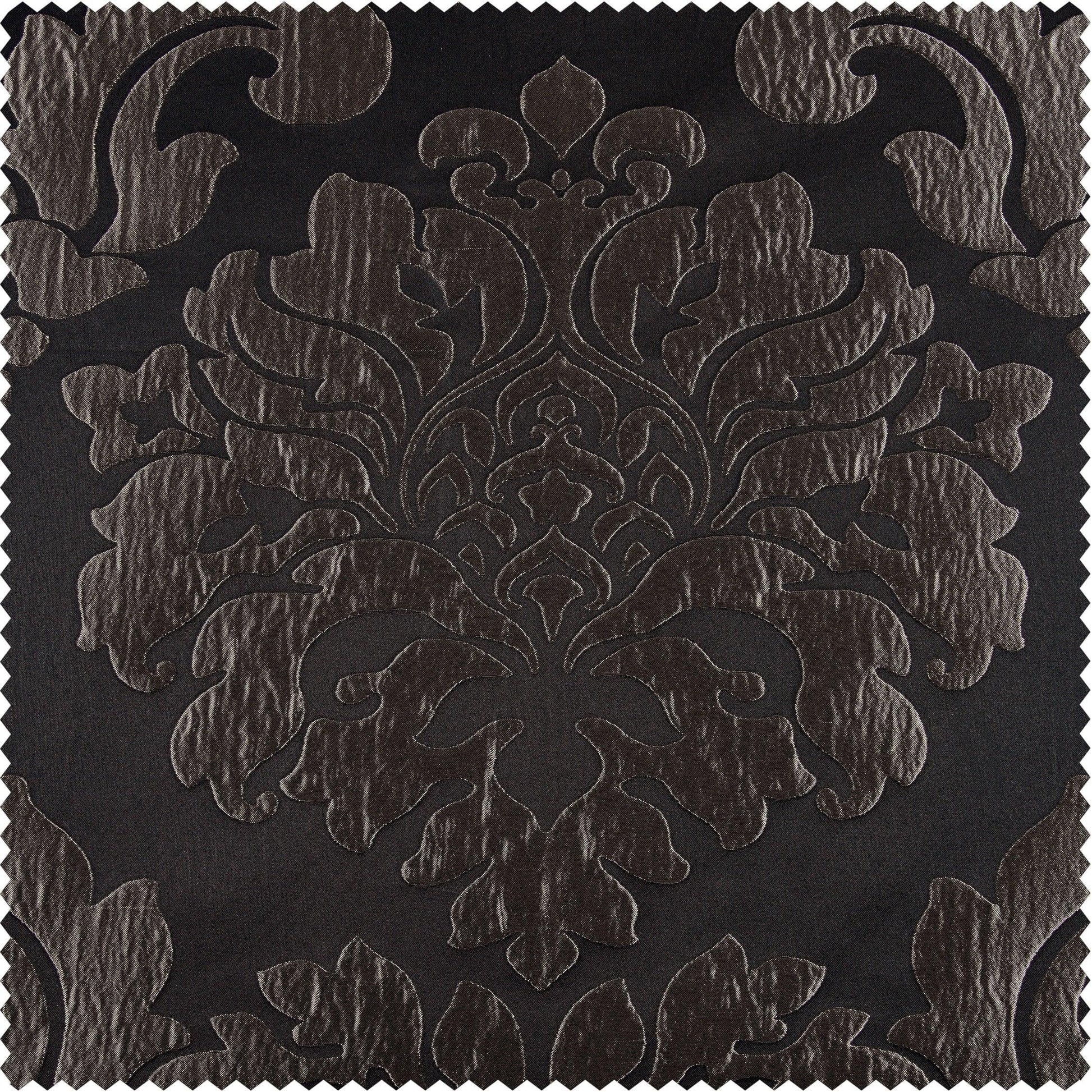 Astoria Black & Pewter Faux Silk Jacquard Swatch - HalfPriceDrapes.com