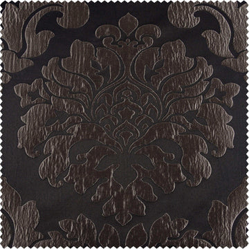 Astoria Black & Pewter Faux Silk Jacquard Swatch - HalfPriceDrapes.com
