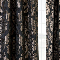 Astoria Black & Pewter Faux Silk Jacquard Curtain