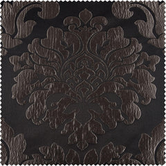 Astoria Black & Pewter Damask Faux Silk Jacquard Room Darkening Curtain