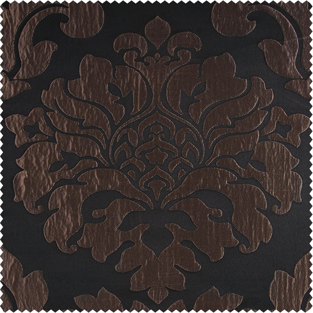 Magdelena Black & Copper Faux Silk Jacquard Swatch - HalfPriceDrapes.com