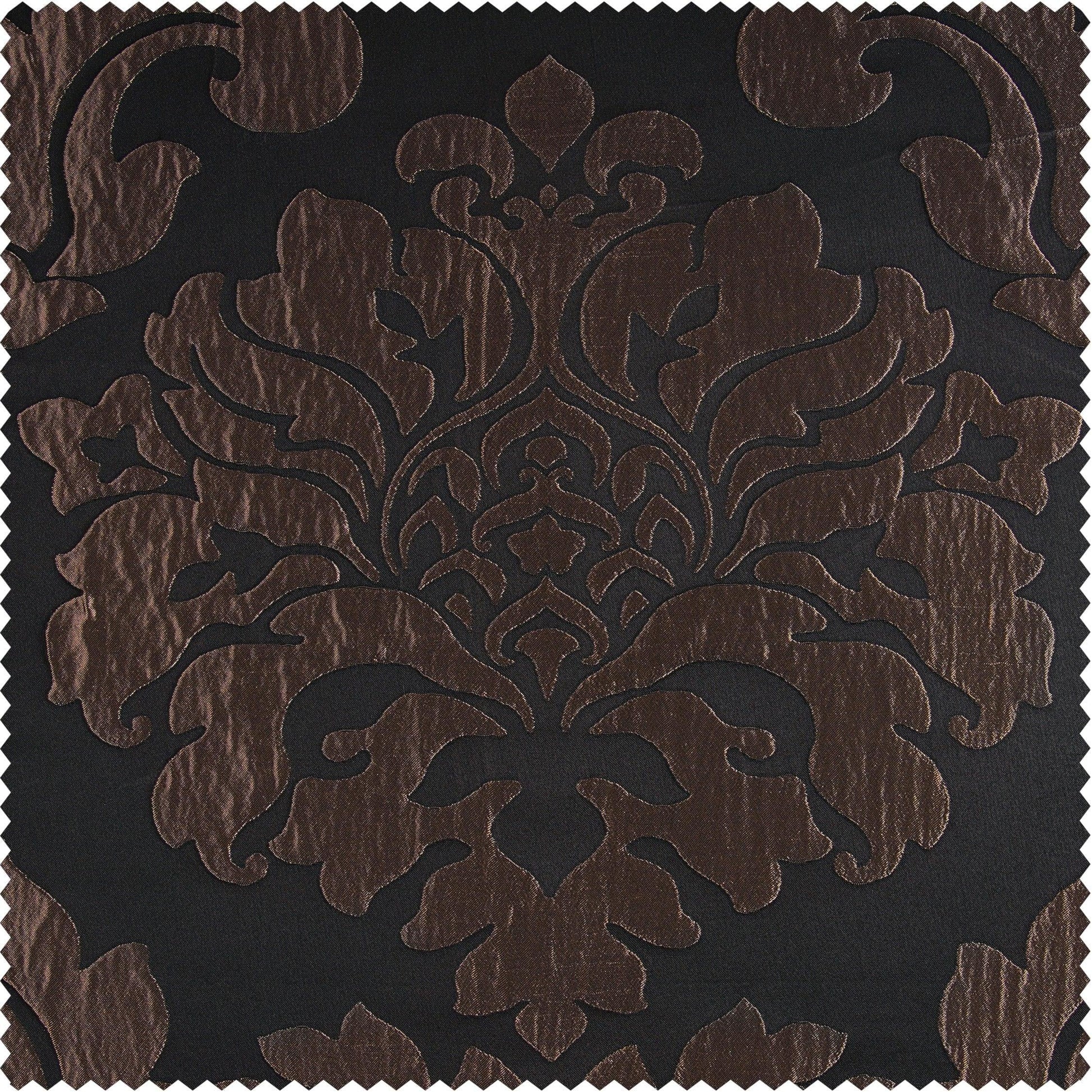 Magdelena Black & Copper Faux Silk Jacquard Swatch - HalfPriceDrapes.com