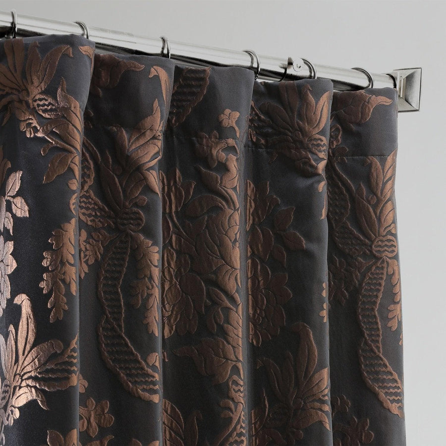 Magdelena Black & Copper Faux Silk Jacquard Curtain