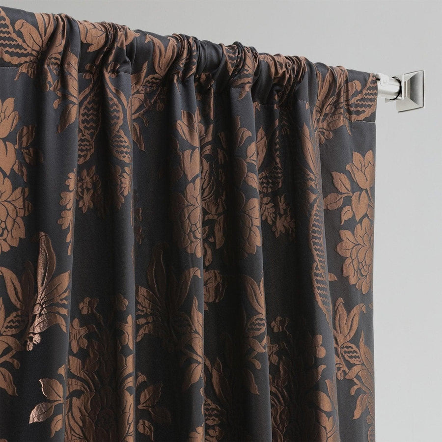Magdelena Black & Copper Faux Silk Jacquard Curtain