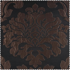 Magdelena Black & Copper Damask Faux Silk Jacquard Custom Curtain