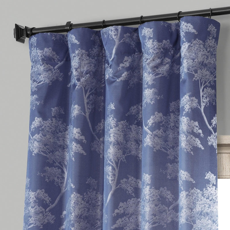 Sequoia Cobalt Blue Faux Silk Jacquard Curtain