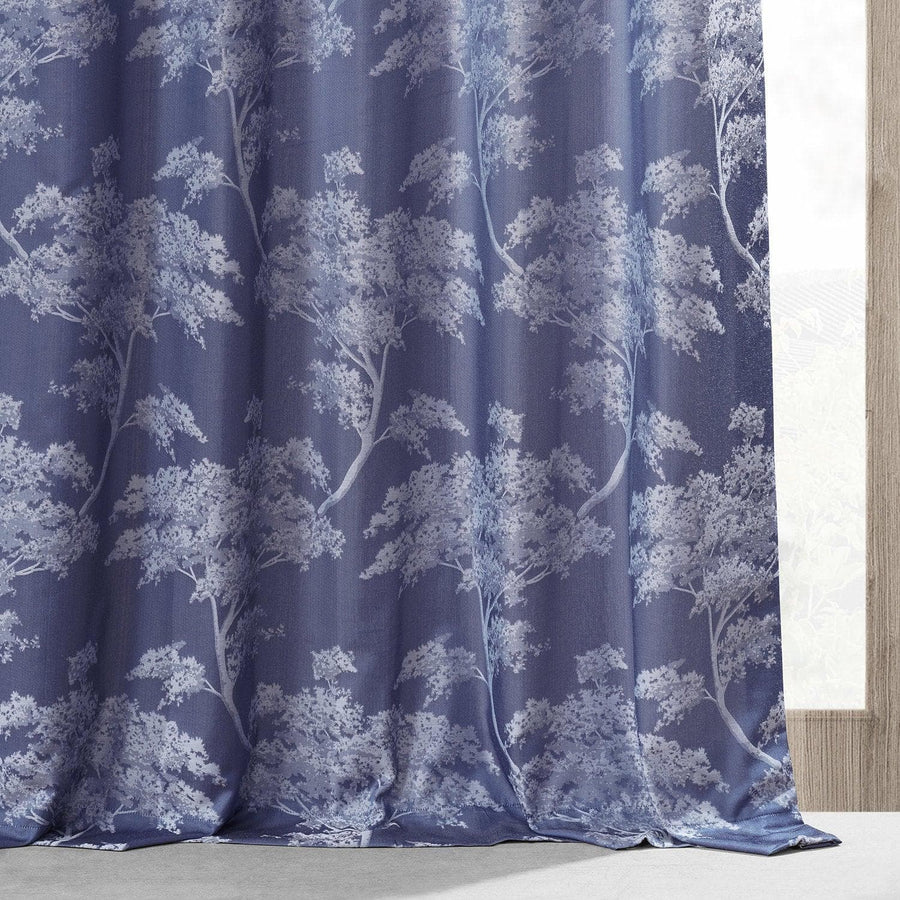 Sequoia Cobalt Blue Faux Silk Jacquard Curtain