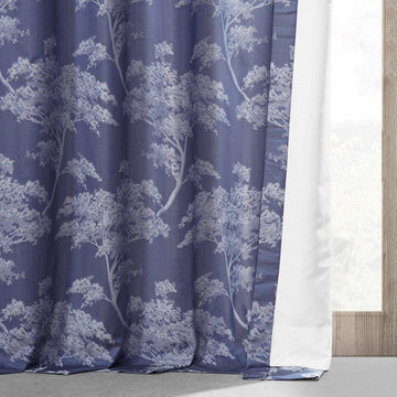 Sequoia Cobalt Blue Faux Silk Jacquard Curtain