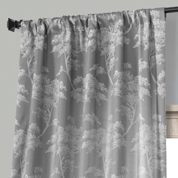 Sequoia Silver Grey Faux Silk Jacquard Curtain