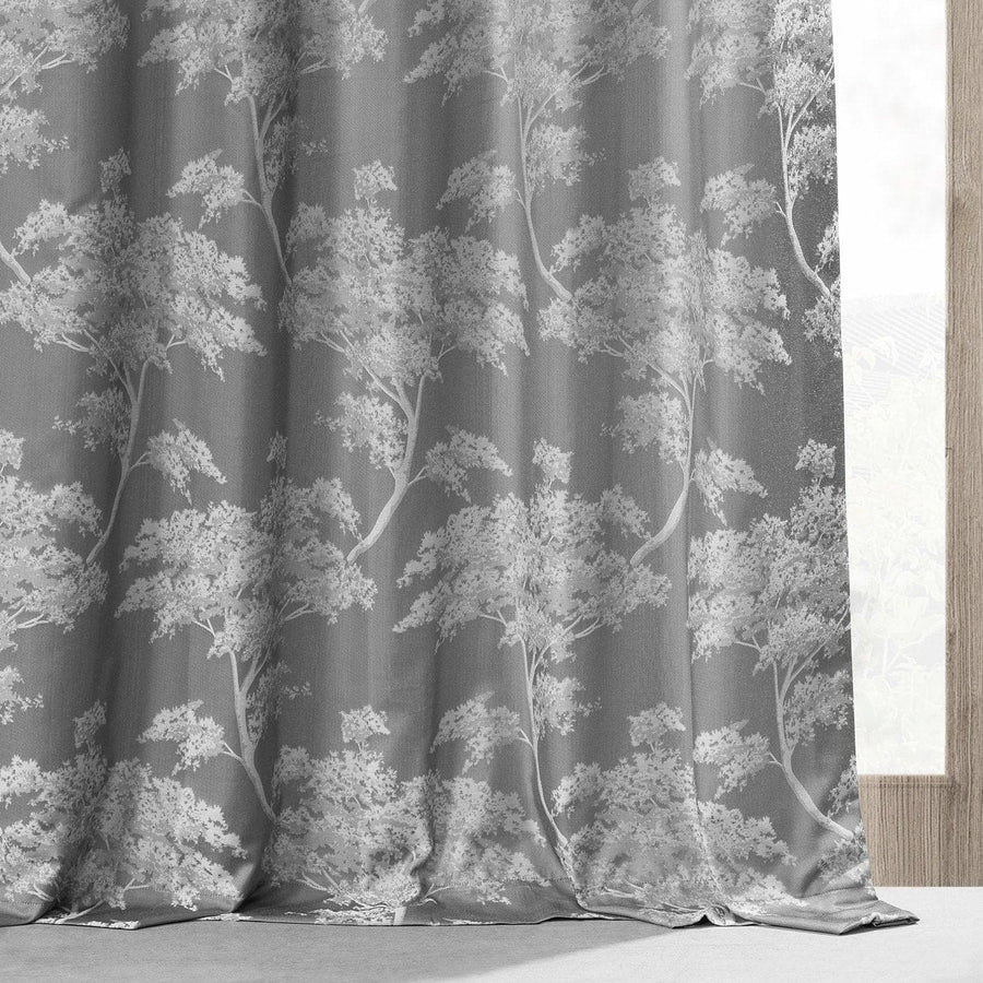 Sequoia Silver Grey Faux Silk Jacquard Curtain