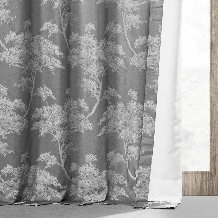Sequoia Silver Grey Faux Silk Jacquard Curtain