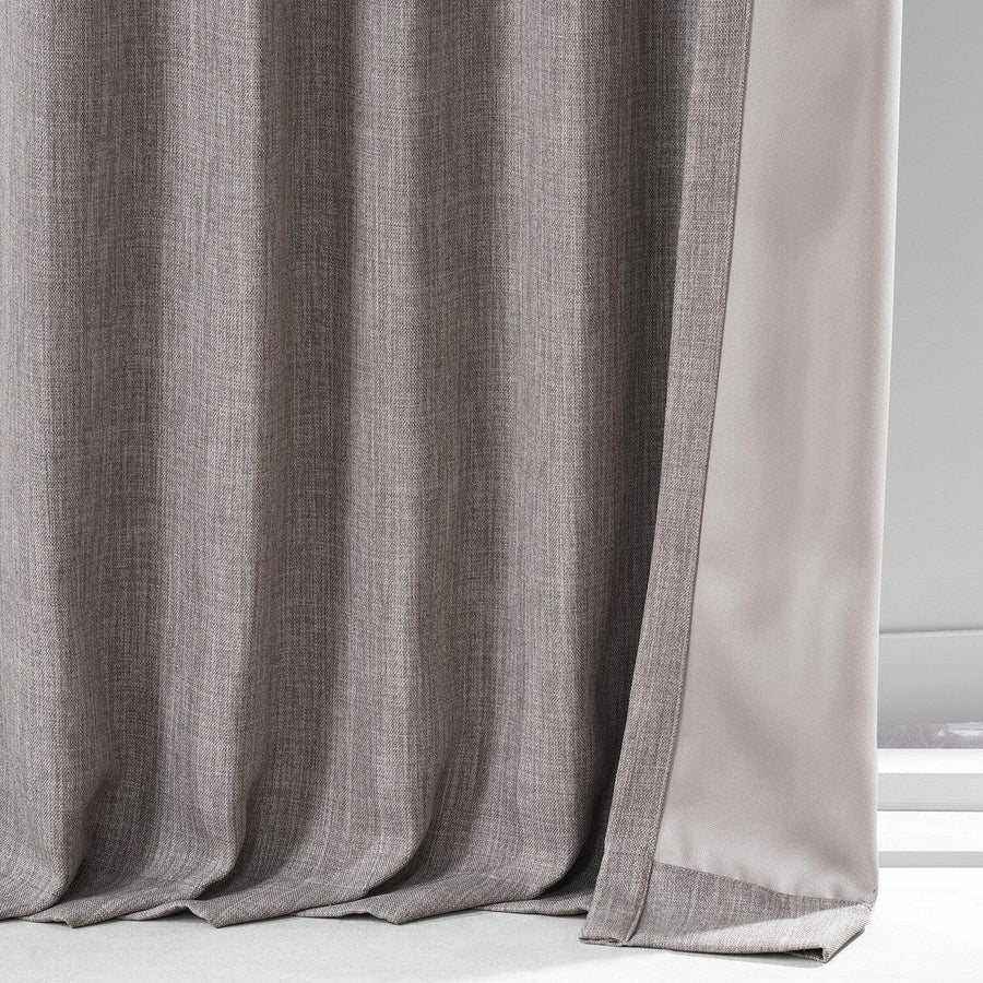Derby Brown Monochromatic Faux Linen Room Darkening Curtain Pair (2 Panels)