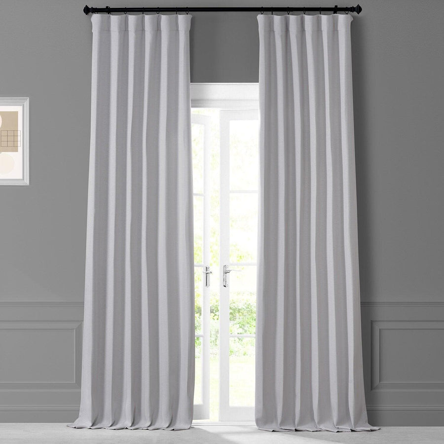 Colonial Off White Monochromatic Faux Linen Room Darkening Curtain Pair (2 Panels)