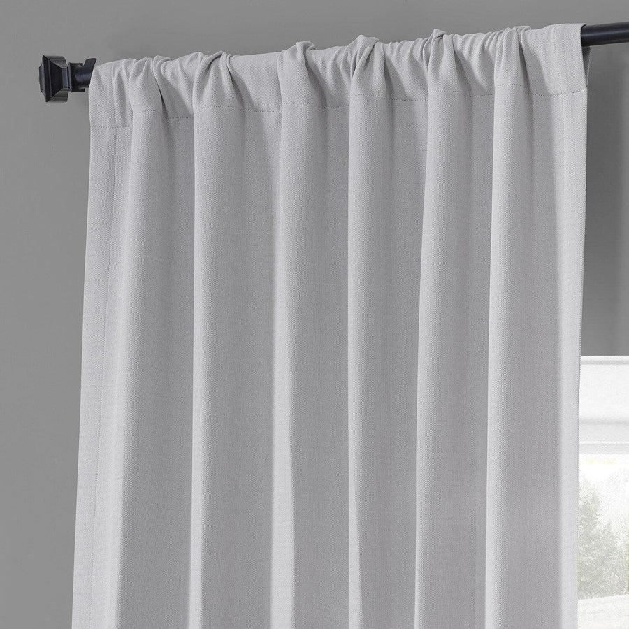 Colonial Off White Monochromatic Faux Linen Room Darkening Curtain Pair (2 Panels)