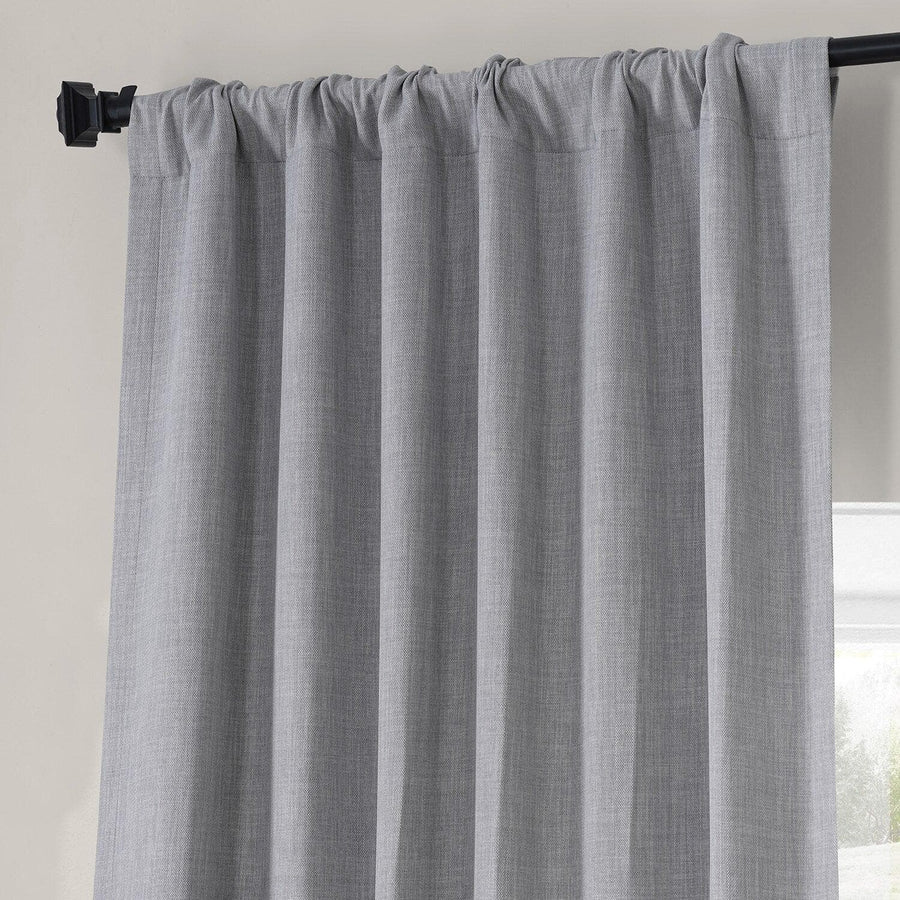 Chicago Grey Monochromatic Faux Linen Room Darkening Curtain Pair (2 Panels)