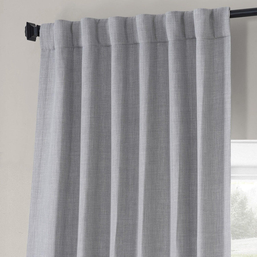 Chicago Grey Monochromatic Faux Linen Room Darkening Curtain Pair (2 Panels)