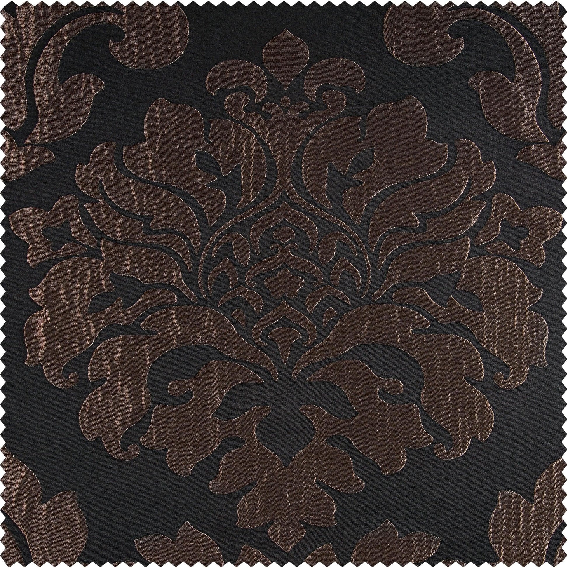 Magdelena Black & Copper Faux Silk Jacquard Custom Curtain - HalfPriceDrapes.com