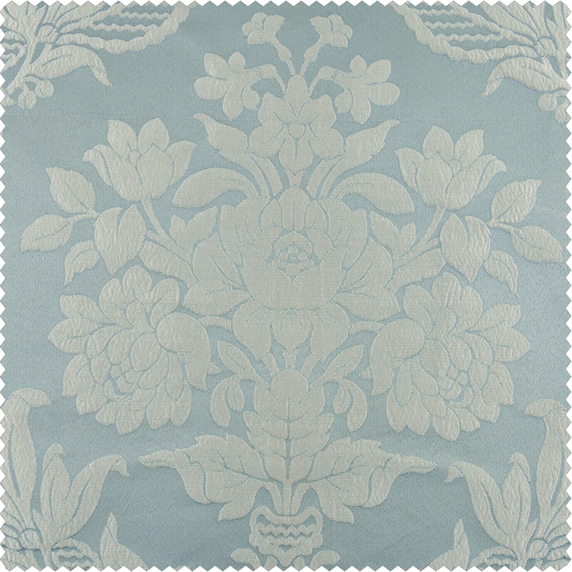 Magdelena Blue & Steel Faux Silk Jacquard Custom Curtain - HalfPriceDrapes.com