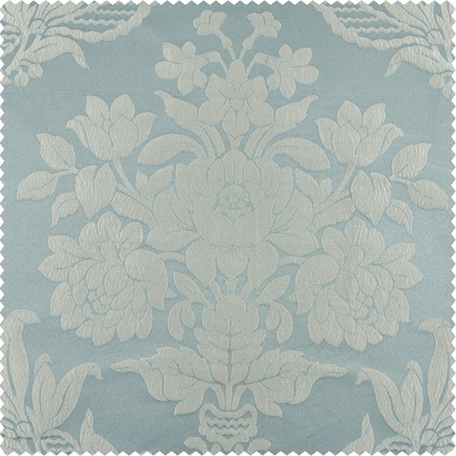 Magdelena Blue & Steel Faux Silk Jacquard Custom Curtain - HalfPriceDrapes.com