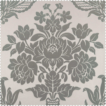 Magdelena Silver & Blue Faux Silk Jacquard Custom Curtain - HalfPriceDrapes.com