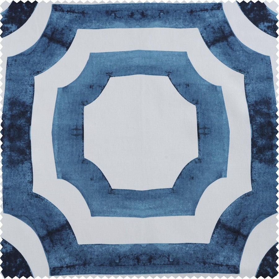 Mecca Blue Printed Cotton Custom Curtain - HalfPriceDrapes.com