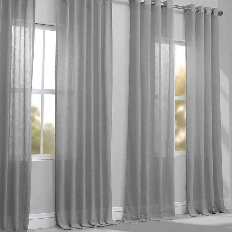 Nickel Textured Faux Linen Sheer Custom Curtain - HalfPriceDrapes.com