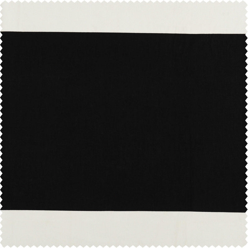 Onyx Black & Off White Horizontal Striped Printed Cotton Custom Curtain - HalfPriceDrapes.com