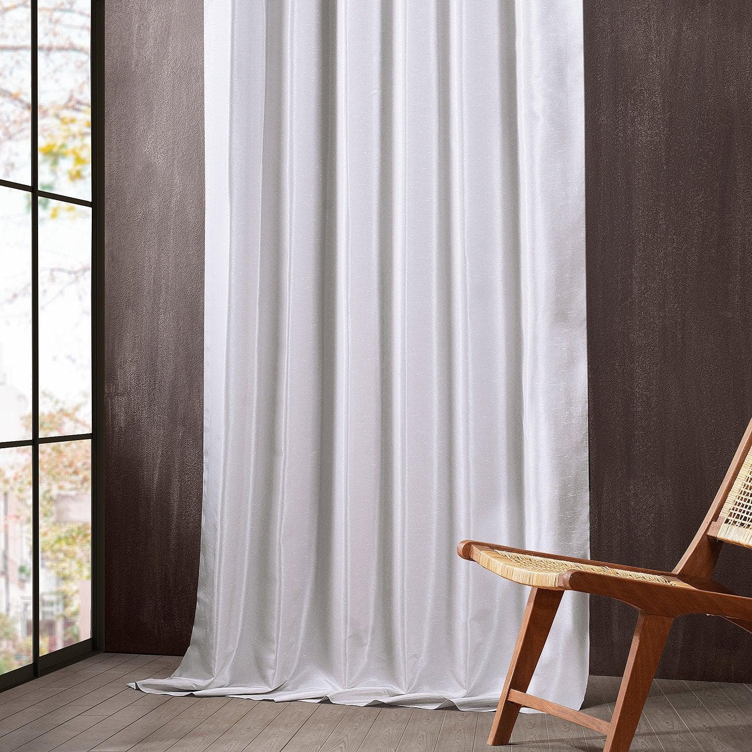 Sassy White Vintage Dupioni Faux Silk Hotel Blackout Curtain