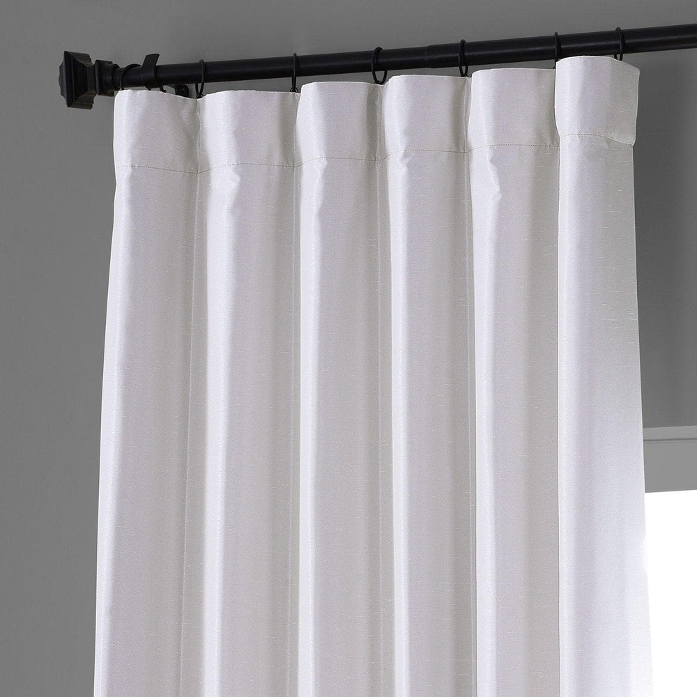 Sassy White Vintage Dupioni Faux Silk Hotel Blackout Curtain