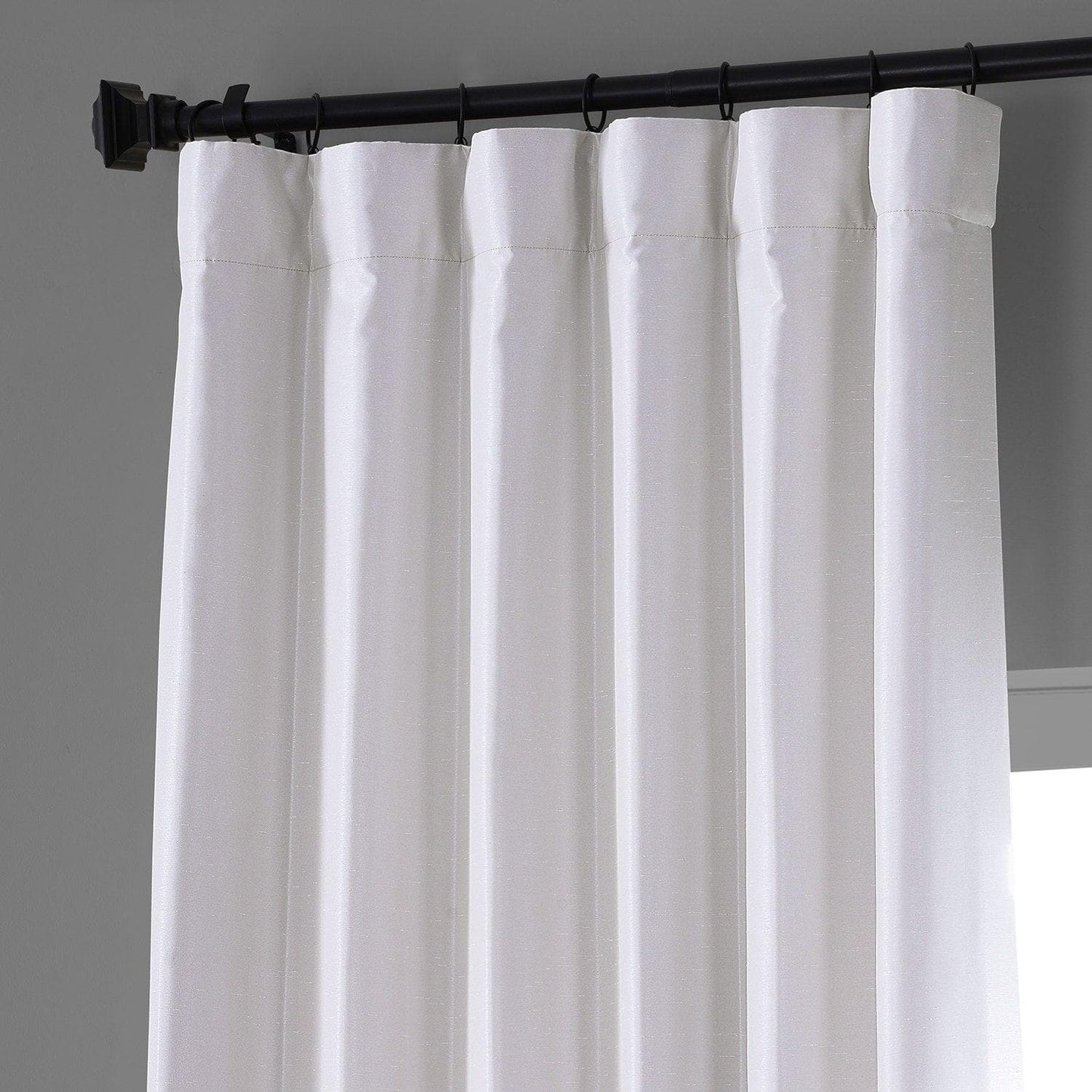 Sassy White Vintage Dupioni Faux Silk Hotel Blackout Curtain
