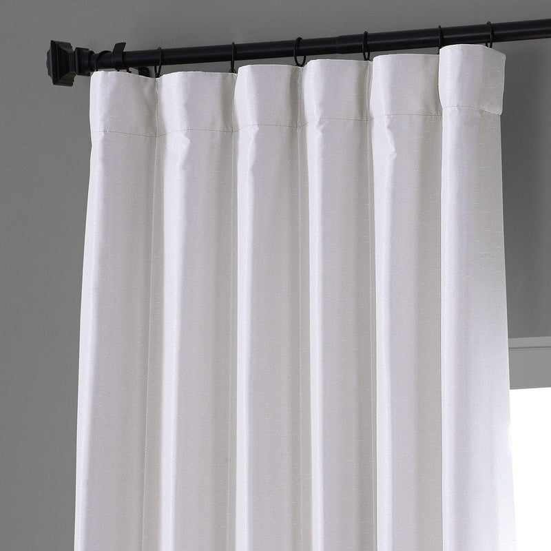 Sassy White Vintage Dupioni Faux Silk Hotel Blackout Curtain
