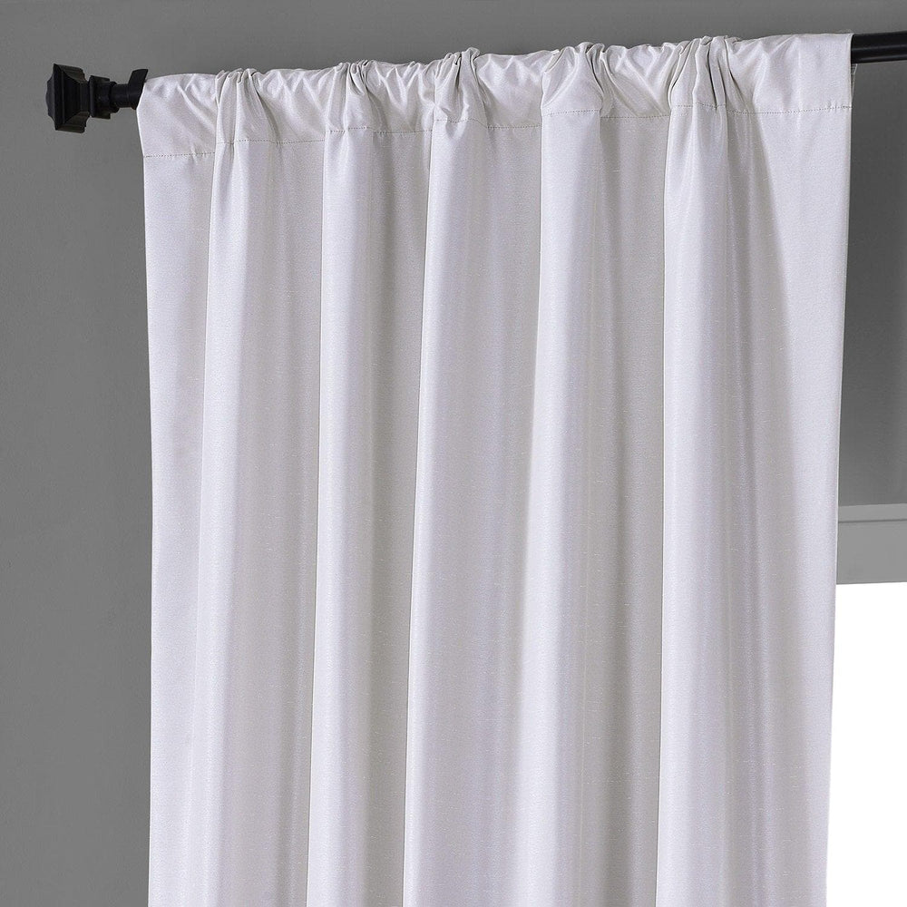Sassy White Vintage Dupioni Faux Silk Hotel Blackout Curtain