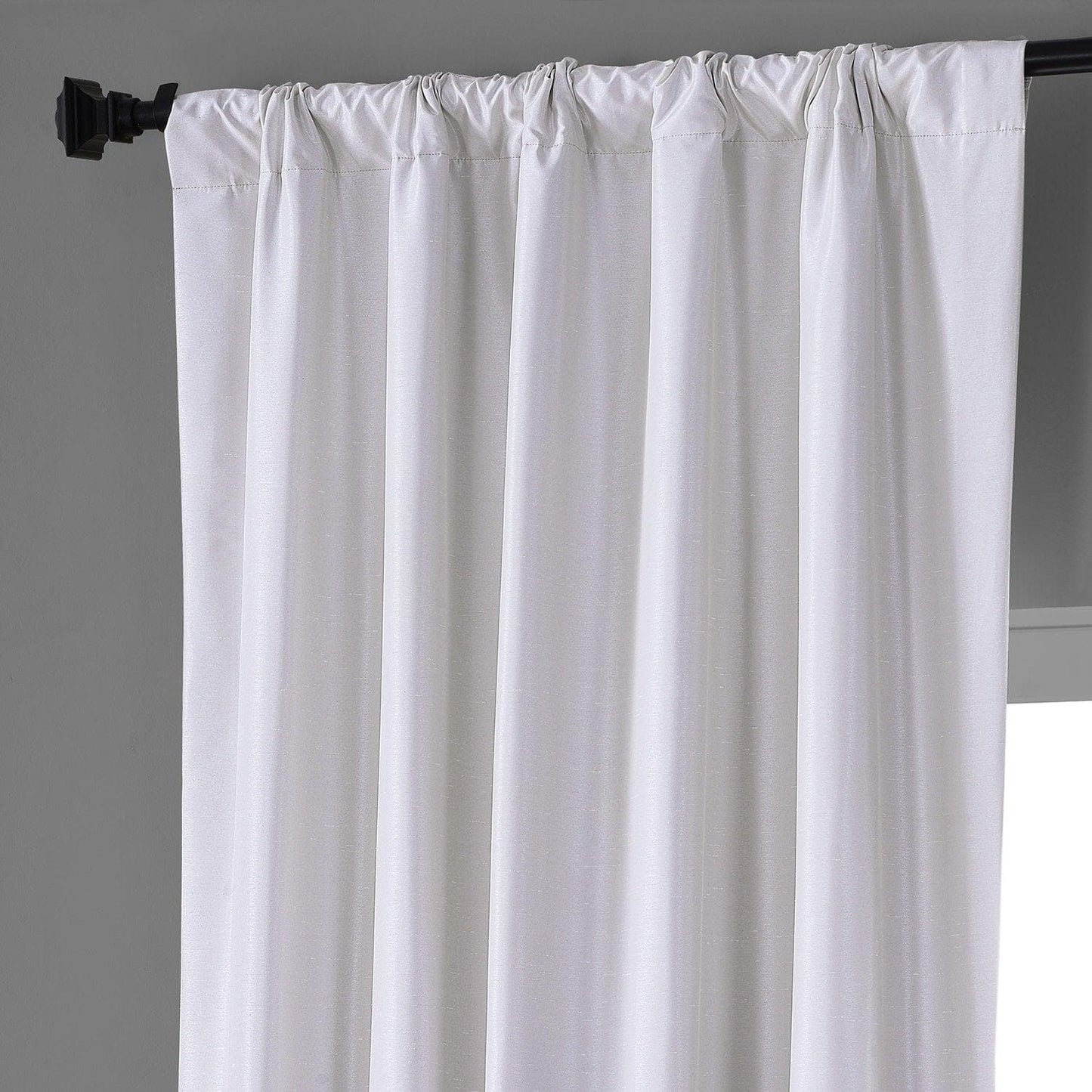 Sassy White Vintage Dupioni Faux Silk Hotel Blackout Curtain