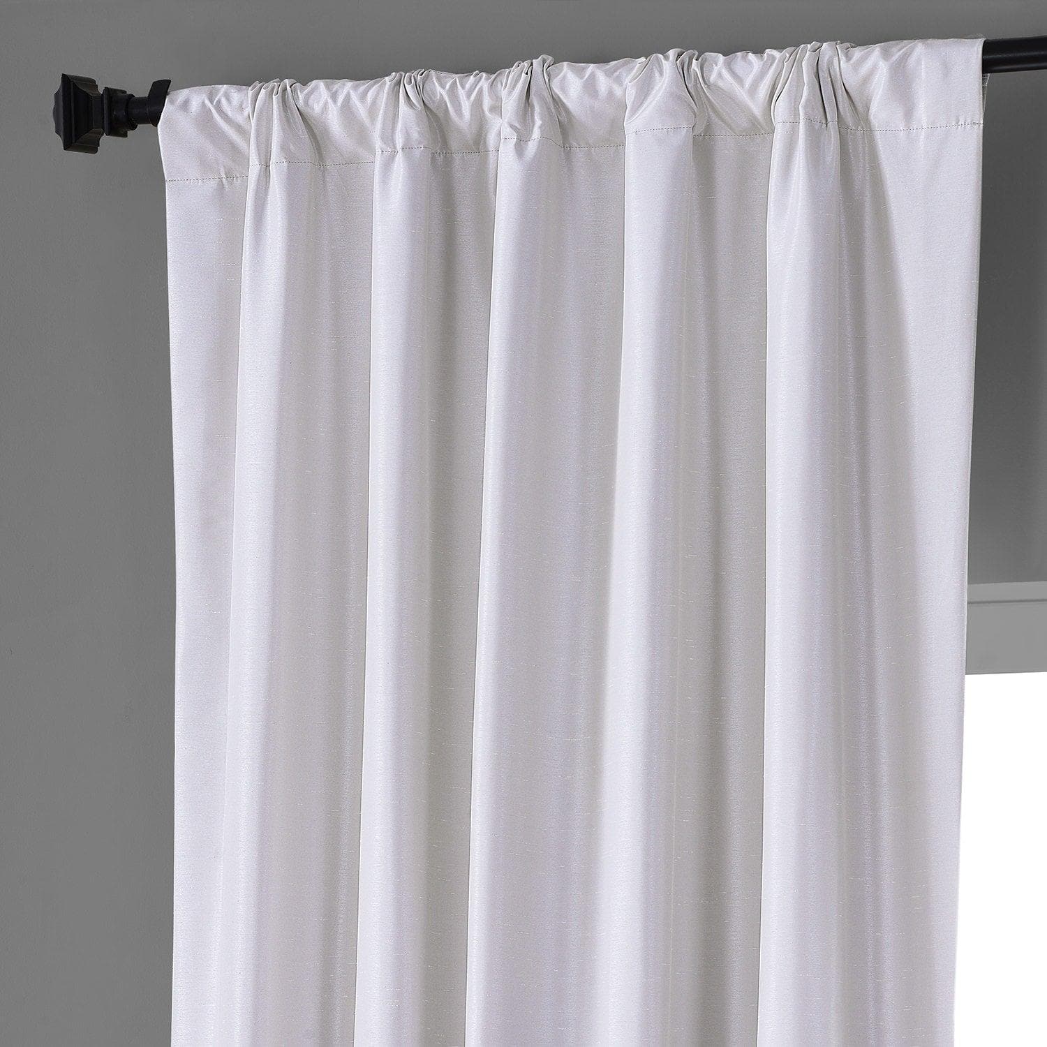 Sassy White Vintage Dupioni Faux Silk Hotel Blackout Curtain