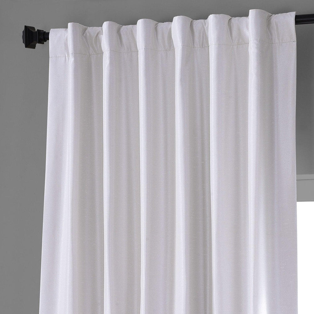 Sassy White Vintage Dupioni Faux Silk Hotel Blackout Curtain