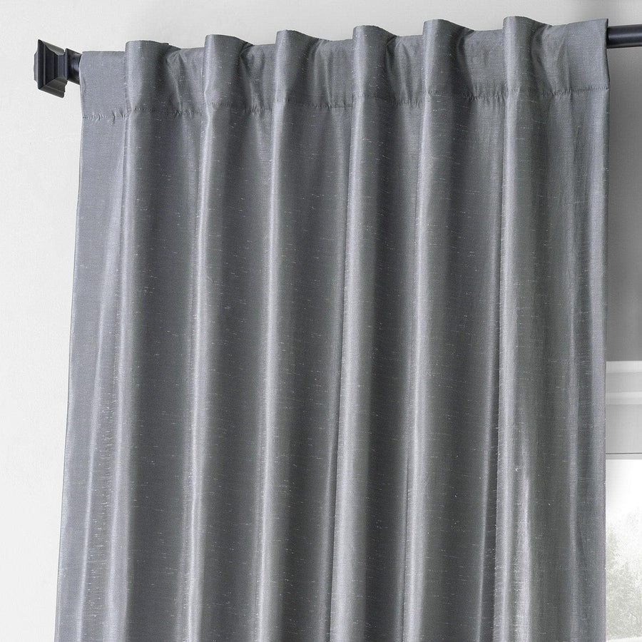 Creative Grey Vintage Dupioni Faux Silk Hotel Blackout Curtain