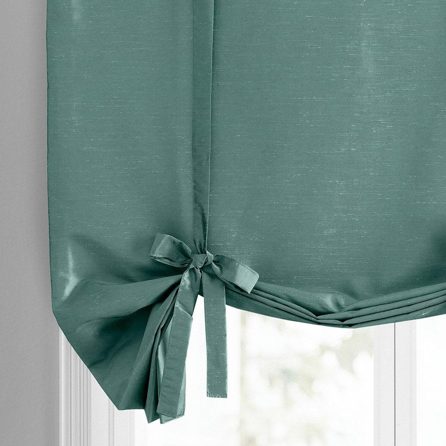 Peacock Vintage Textured Faux Dupioni Silk Tie-Up Window Shade