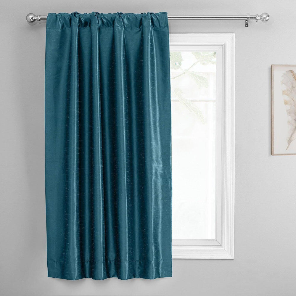 Oceanside Blue Vintage Textured Faux Dupioni Silk Tie-Up Window Shade