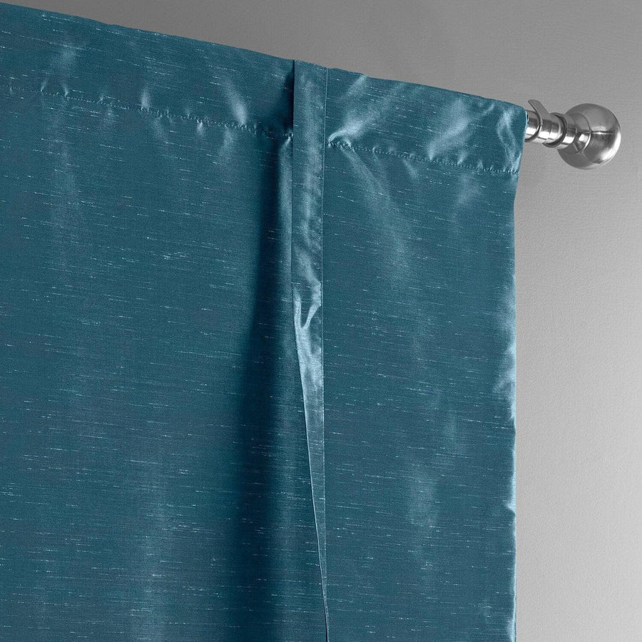Oceanside Blue Vintage Textured Faux Dupioni Silk Tie-Up Window Shade