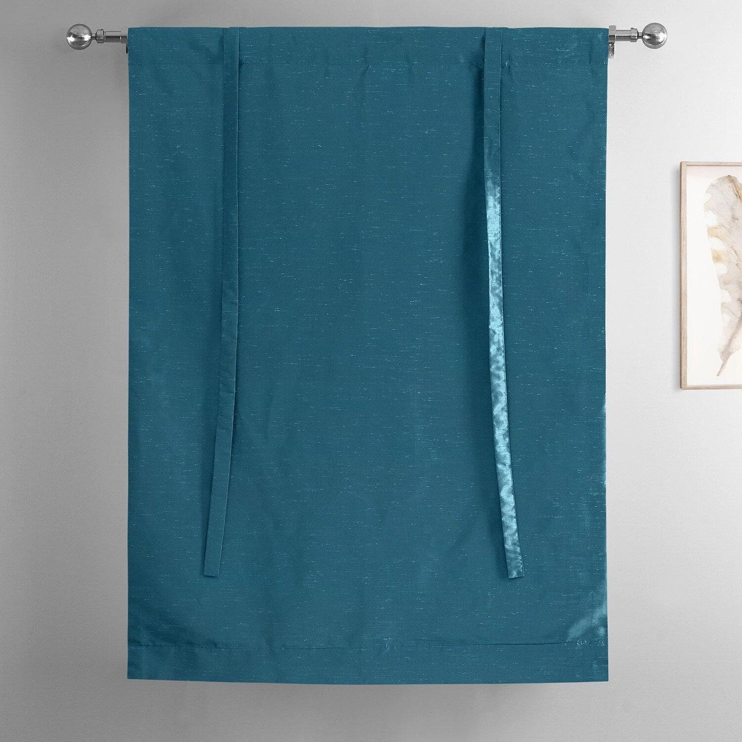 Oceanside Blue Vintage Textured Faux Dupioni Silk Tie-Up Window Shade