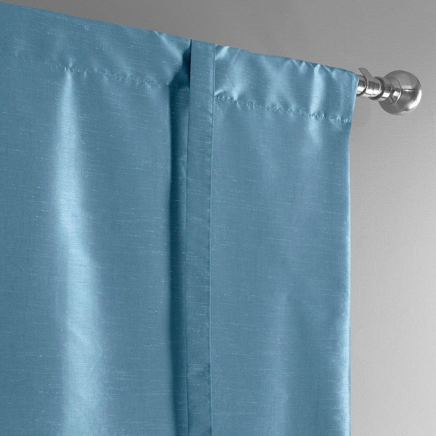 Nassau Blue Vintage Textured Faux Dupioni Silk Tie-Up Window Shade
