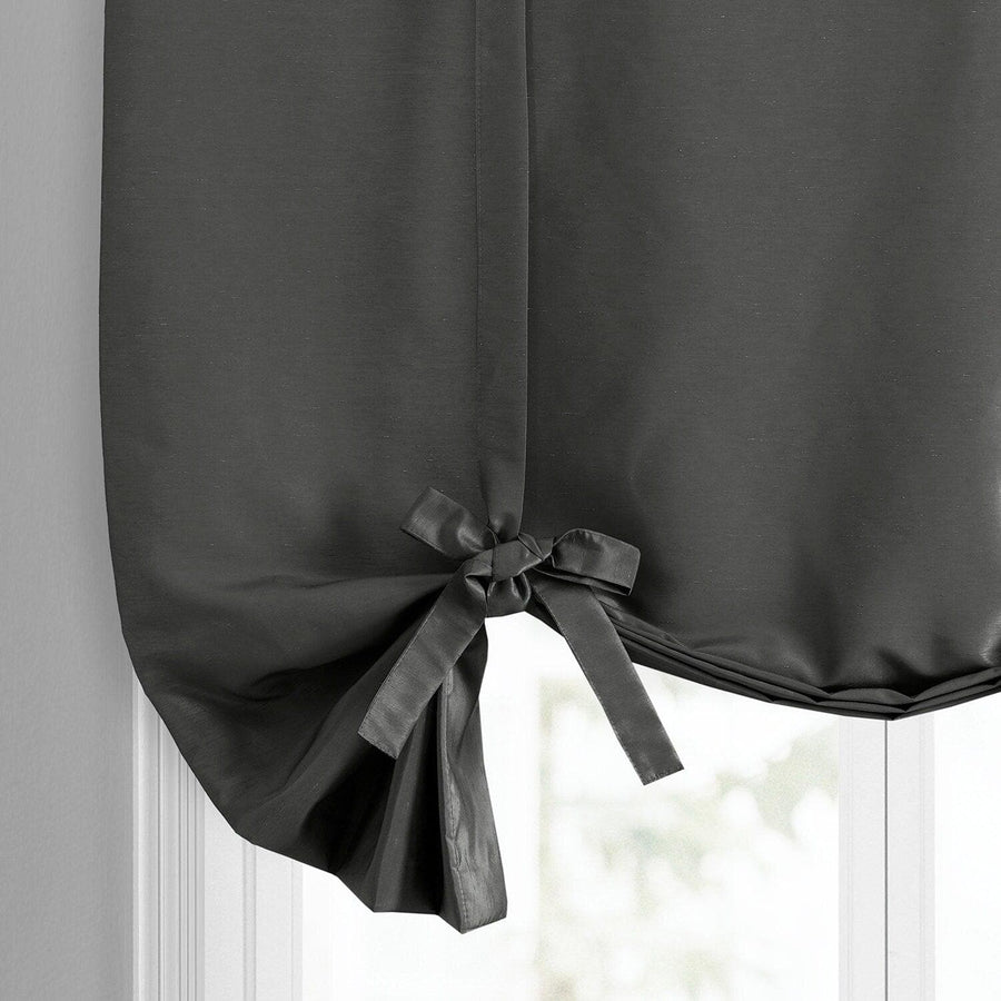 Arrowhead Grey Vintage Textured Faux Dupioni Silk Tie-Up Window Shade