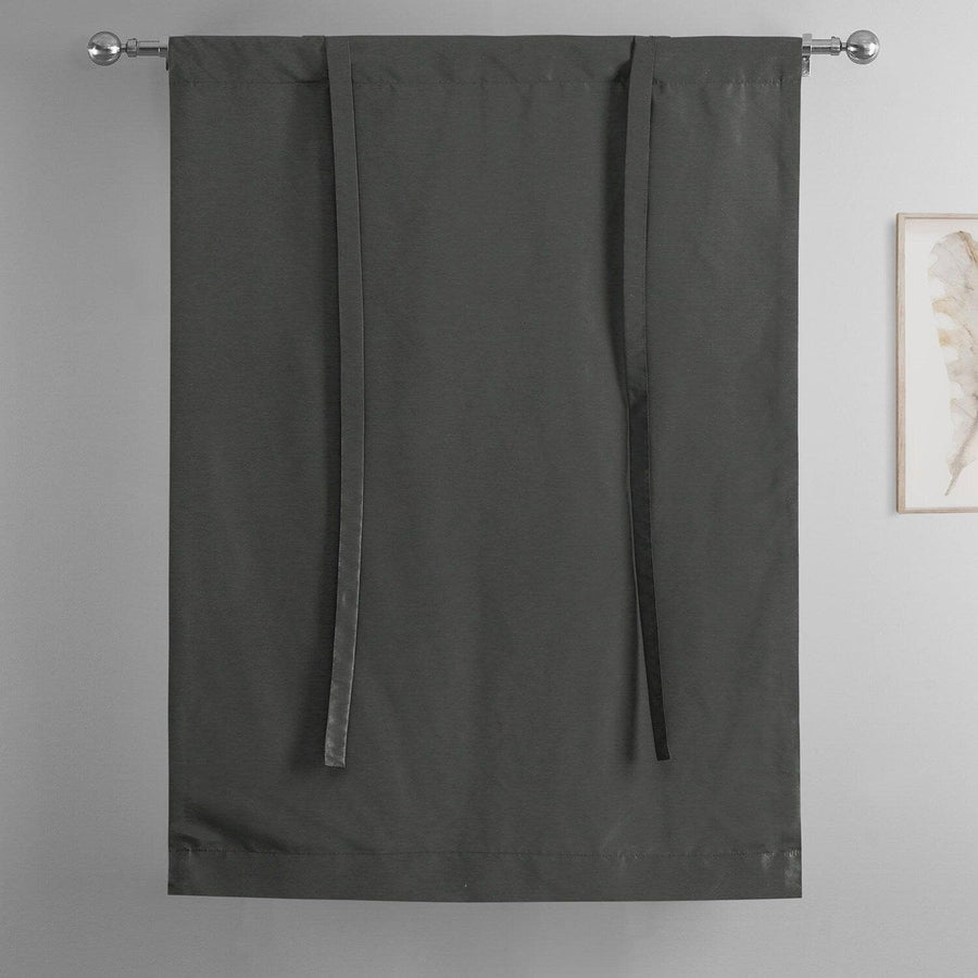 Arrowhead Grey Vintage Textured Faux Dupioni Silk Tie-Up Window Shade