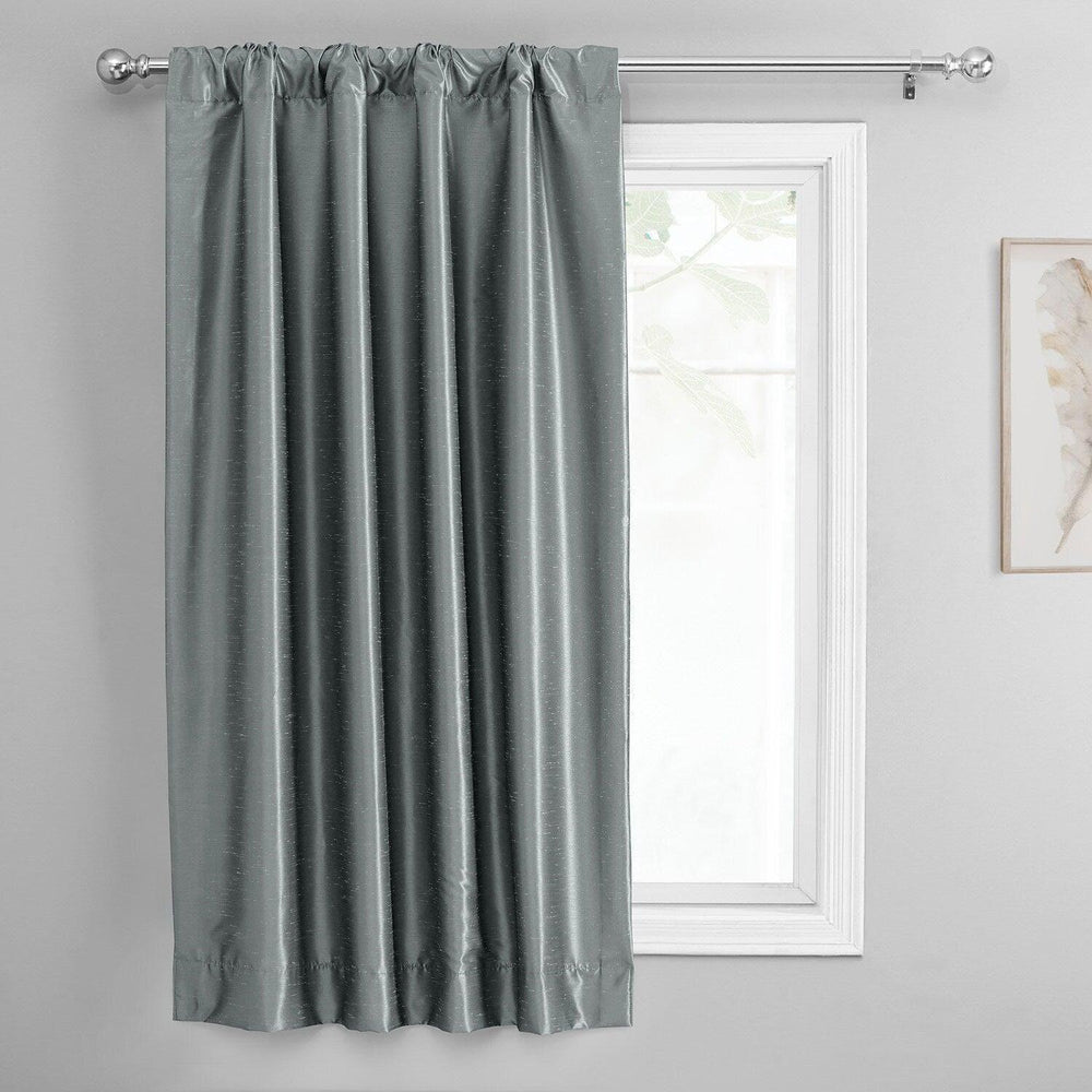 Strom Grey Vintage Textured Faux Dupioni Silk Tie-Up Window Shade