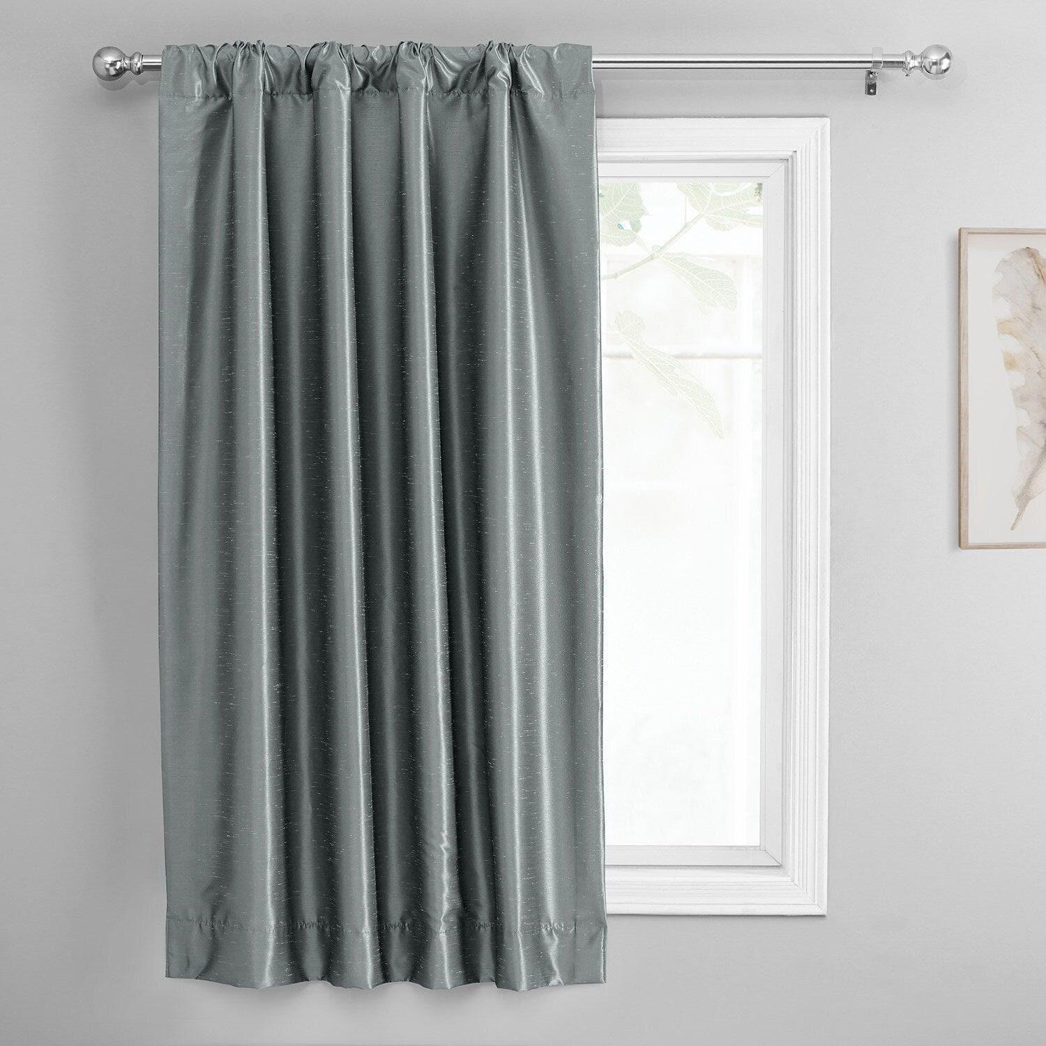 Strom Grey Vintage Textured Faux Dupioni Silk Tie-Up Window Shade